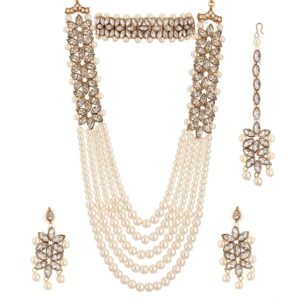 Jewellery Sets for Women Gold Plated Bridal Long Necklace Set with Earrings